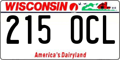 WI license plate 215OCL