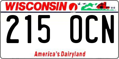 WI license plate 215OCN