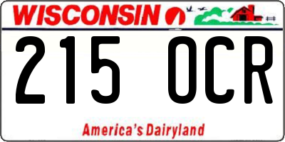 WI license plate 215OCR
