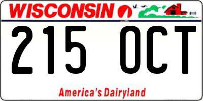 WI license plate 215OCT