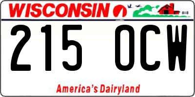 WI license plate 215OCW