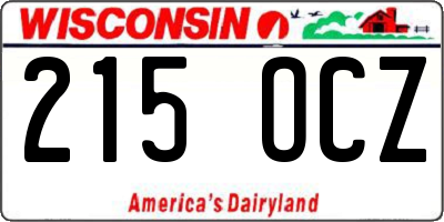 WI license plate 215OCZ