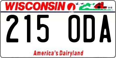 WI license plate 215ODA