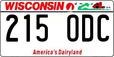 WI license plate 215ODC
