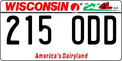 WI license plate 215ODD