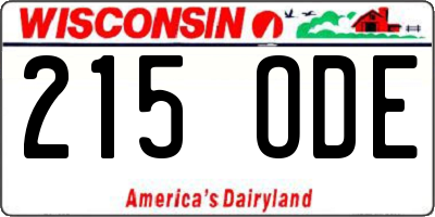 WI license plate 215ODE