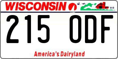 WI license plate 215ODF