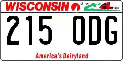 WI license plate 215ODG
