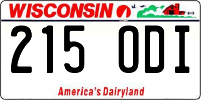 WI license plate 215ODI