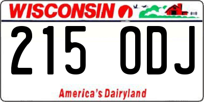 WI license plate 215ODJ