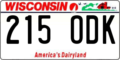 WI license plate 215ODK