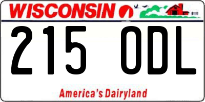 WI license plate 215ODL