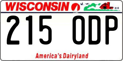 WI license plate 215ODP