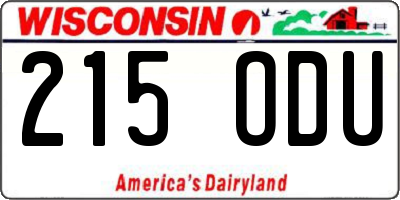 WI license plate 215ODU