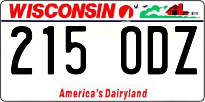 WI license plate 215ODZ