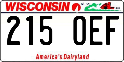 WI license plate 215OEF