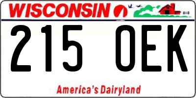 WI license plate 215OEK
