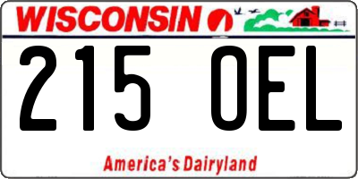 WI license plate 215OEL