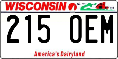 WI license plate 215OEM