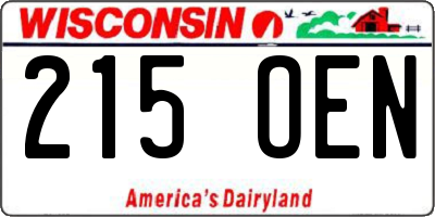 WI license plate 215OEN
