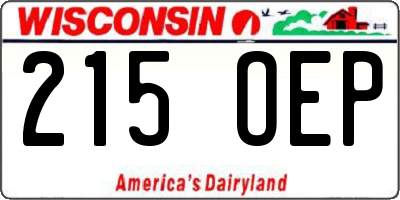 WI license plate 215OEP