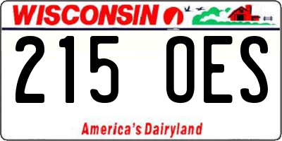 WI license plate 215OES