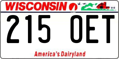 WI license plate 215OET