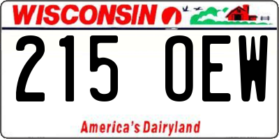 WI license plate 215OEW