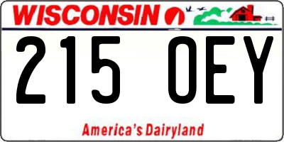 WI license plate 215OEY