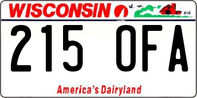 WI license plate 215OFA