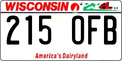 WI license plate 215OFB
