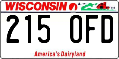 WI license plate 215OFD