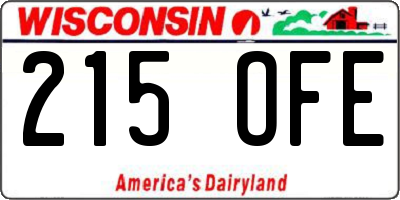 WI license plate 215OFE
