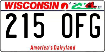 WI license plate 215OFG