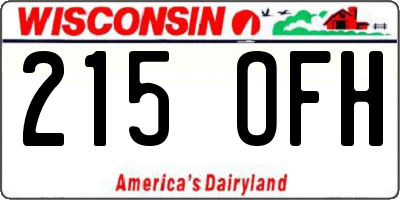 WI license plate 215OFH