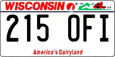 WI license plate 215OFI