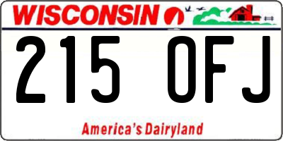 WI license plate 215OFJ