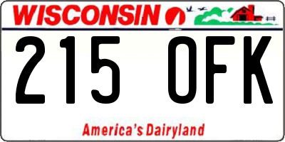WI license plate 215OFK
