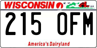 WI license plate 215OFM