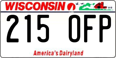 WI license plate 215OFP