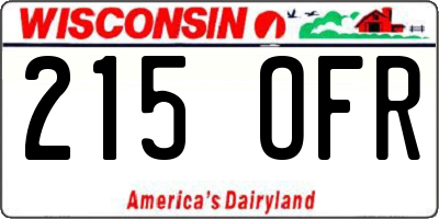 WI license plate 215OFR