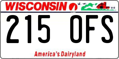 WI license plate 215OFS