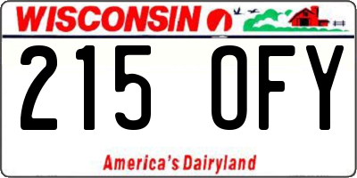 WI license plate 215OFY