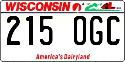 WI license plate 215OGC