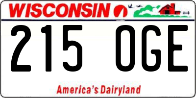 WI license plate 215OGE