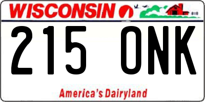 WI license plate 215ONK