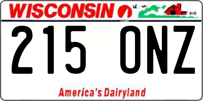WI license plate 215ONZ