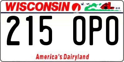 WI license plate 215OPO