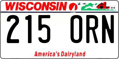 WI license plate 215ORN