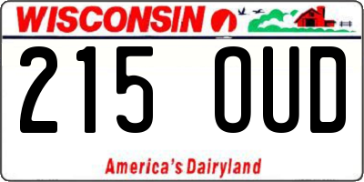 WI license plate 215OUD